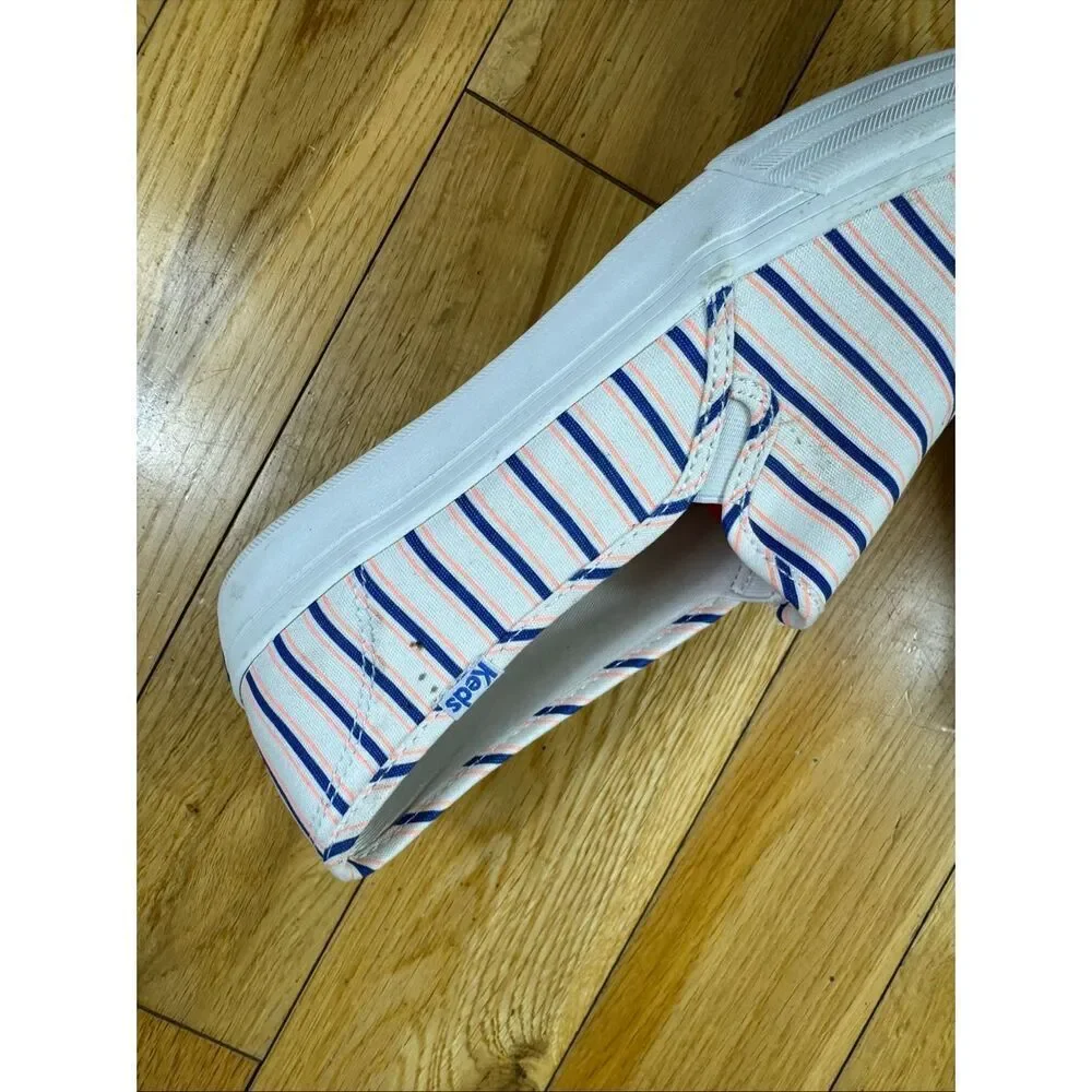 New Keds White Striped Canvas Tennis Shoes Size 9